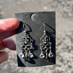 Handmade Sterling silver filigree earrings with crystals